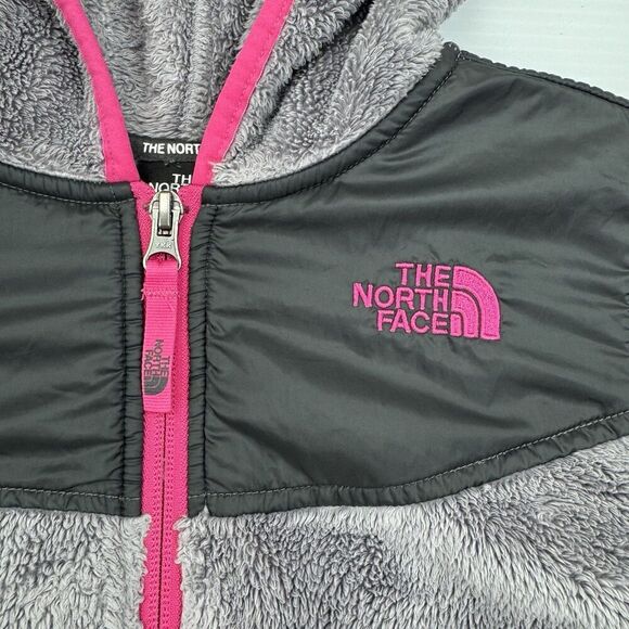 The North Face Oso Full Zip Fleece Hoodie Jacket Gray Pink Girls Large 14 / 16 - Picture 3 of 8